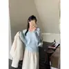 Gola Careca Macacão Forrado com Veludo e Lã Espessado Tricô de Visão Mink Camisa Base Manga Longa Roupas Femininas de Inverno