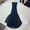 Vestido Trançado Cor Chocolate Europeu e Americano Nanyou Novo Design Saia Longa de Gaze Retro Francesa