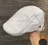 Gorra de cuero para hombre y mujer, primavera y otoño, boina versátil retro británica, versión coreana, adelgazante, gorra casual de pico de pato para artista