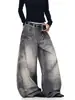 Calça Jeans Flare Tie-Dye Vintage Lavada Unissex Modeladora Design Desconstruído Cimitarra Americana High Street Pernas Largas