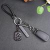 Llavero antipérdida de obsidiana de hielo natural al por mayor, colgante de llave de coche del zodiaco para hombres y mujeres, regalo de joyería