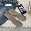 Meias femininas outono e inverno novidades coreanas fio de ponto cor sólida planas meias da moda meias empilháveis meias de cano médio todas as combinações meias femininas