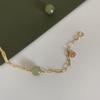 Jade Hetian 14k bolsa Oro palabra feliz pulsera DIY trabajo manual de mujer atmósfera simple joyería fresca pulsera