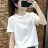Camiseta Manga Curta 190g Algodão Macio 95% Algodão 5% Elastano Feminina Verão Casual Moda Solta Versátil Afinando Top