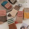 Calcetines Rayados Gruesos de Otoño e Invierno para Mujer, de Media Pantorrilla, Forrados de Felpa, Cálidos, Calcetines Retro para Mujer, Venta al por Mayor Fabricante de Calcetines Zhuji