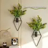 Jarrón Sencillo con Forma de Diamante para Sala de Estar y Dormitorio, Decoración Creativa de Plantas Verdes para Montar en la Pared, Adorno de Hierro para Colgar en la Pared