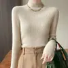 Calidad 2026 Estilo Otoño Elegante Andy Terciopelo Cuello Redondo Semi Alto Corte Ajustado Camiseta Básica para Mujer Fabricante Mayorista
