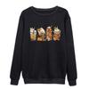 Moletom Feminino Gola Redonda de Lã para Outono e Inverno 2025 com Estampa de Natal e Estampa de Café