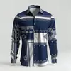 Camisas de Negocios para Hombre Transfronterizas con Patrones de Cuadros Rayados, Camisas de Manga Larga para Hombre, Tops de Primavera de Cuello con Botones