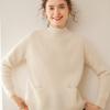 Suéter de Cachemira de Lujo Ligero para Mujer de Otoño e Invierno con Cuello Medio Alto, Tejido Grueso de Punto Yuanbao, Holgado, de Lana, Camiseta Interior con Bolsillo