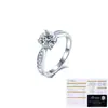 Anel de Prata Esterlina S925 Mais Vendido da Amazon Tonglin para Mulheres, Anel Clássico Elegante Estilo Coreano com Moissanita de Quatro Garras