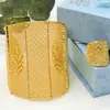Apertura Conjunto de Anillos de Pulsera de Cobre Dubai Hueco Tallado Chapado en Oro Joyería Novia Shale Joyería de Oro Venta Directa de Fábrica