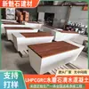 Bancos de cemento UHPC para paisajes, proyectos de jardines en plazas comerciales, piedra artificial y bancos largos de madera tratada para áreas de descanso