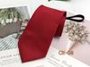 Corbata Roja con Cremallera para Hombre Fácil de Tirar Gratis Novio Padrino Corbata Casual de Negocios Hilo Rayado Teñido 8cm
