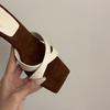 Sandalias de Tacón Alto de Aguja con Tira Cruzada y Punta Cuadrada Estilo Europeo y Americano Chanclas Combinadas en Color Verano 2025 Nuevas con Punta Abierta