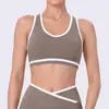 Sutiã esportivo de alta intensidade à prova de choque para mulheres, regata fitness sem costura com costas bonitas e bojos fixos, sutiã de ioga integrado