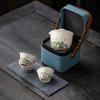 Juego de Té de Viaje con Logo Personalizado, Una Tetera y Tres Tazas, Estilo Camping de Viaje al Aire Libre, Taza Rápida de Cerámica, Regalo de Negocios, Souvenir