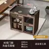 Mesa de té para el hogar hecha de madera maciza con ruedas, mesa de té lateral, mesa de té kung fu con tetera integrada, mesa de té pequeña móvil, gabinete de té