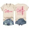 Camiseta Casual Elegante Feminina com Decote V e Manga Curta Turma de 2027 Amazon Ebay Site Independente