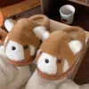 Pantufas de Algodão Fofas de Shiba Inu para Mulheres, Outono e Inverno Casa Desenho Animado Sola Grossa Antiderrapante Forradas com Lã Quentes Engraçadas Pantufas de Algodão para Homens