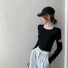 Nova Camiseta Curta Elástica Slim Sexy Cuidadosa Estilo Novo Primavera e Outono Amazon Aliexpress Roupas Femininas