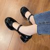 Zapatos de Mujer Talla Grande 34-45 41 Estilo Francés Zapatos Mary Jane de Tacón Grueso Mujer 42 Zapatos Retro Negro Brillante 43