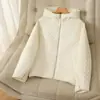 Chaqueta de Algodón Ligera con Forma de Diamante para Otoño e Invierno, con Capucha para Mujer, Cálida, de Color Puro, Holgada, Corta, Pequeña, Top de Chaqueta de Algodón