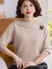 Nuevo top de punto de moda otoño 2026 de mamá, prenda interior de manga larga para mujeres de mediana edad y mayores, adecuado para personas de unos 50 años