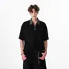 Camiseta de manga corta tipo polo de dos piezas falsas para hombre, verano, moda urbana, holgada, casual, versátil, gofre, top de pareja de media manga