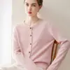 Nueva Colección Otoño/Invierno 2026: Cárdigan 100% Cachemir Puro, Estilo Sencillo para Mujer, Suéter de Punto Cuello Redondo, Top de Manga Larga para Mujer