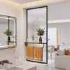 Pantalla de Media Pared para Baño Estilo Crema de Lujo Ligero con Panel Divisor de Vidrio Corrugado para Zonas Húmedas y Secas, Estante para Lavabo