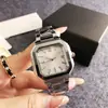 Relojes de Pulsera Femeninos Esfera Negra con Rayas Verticales Reloj para Mujer Octagonal Cadena Metálica Dorada Reloj de Moda