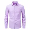 Cárdigan de punto largo de manga larga con solapa para hombre, color liso, camisa de vestir, moda casual, camisa elástica para hombre, talla grande