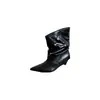 Botas Curtas Elegantes Estilo Francês Plissadas Bico Fino Salto Fino Baixo Novo Estilo Outono/Inverno 2026