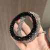 Anel de Cabelo Pulseira com Pedras de Diamante Flash Uso Duplo Outono Novo Versátil Elegante Simples Alta Elasticidade Anel de Cabelo de Rabo Alto Acessório de Cabeça