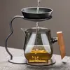Infusor de té sin perforaciones, infusor de té de taza de ceremonia de alta gama, separador integrado de té y agua, filtro de piedra mineral, soporte para preparar té