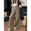 Foto real de los pantalones casuales holgados de nuevo estilo para el otoño de 2026 con diseño único, pantalones de traje elegantes de cintura alta para mujer 18146