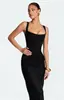 Amazon 2026 Nuevo Vestido Largo Bodycon Elegante de Estilo Europeo y Americano, sin Mangas, de Cintura Alta, con Lazos, Ajustado, con Pliegues Tridimensionales y Patchwork para Mujer