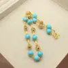 Nuevo Collar Pequeño Fresco Versátil de Turquesa Sintética Cierre OT Moda Temperamento Retro Estilo Vacaciones en la Playa Conjunto Versátil