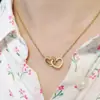 Colar Europeu e Americano Simples de Aço Inoxidável com Banho de Ouro 18K Ouro Rosa Corrente O Pingente Love Presente para Namoradas