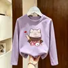 Ropa para niños, camiseta de manga larga para niñas, camiseta base 100% algodón para niños, nuevo estilo otoño 2026, top con estampado de dibujos animados para niñas