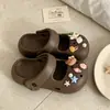 Zuecos de Gatito Lindo DIY Estrella de Mar Micro-Arco de Suela Gruesa Huecos de Dos Vías para Estudiantes Mujeres, Zapatos Mary Jane Cerrados de Punta para Verano