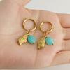 Nuevos aretes de moda personalizados europeos y americanos de acero de titanio, turquesa natural, vintage, versátiles, de lujo ligero, estilo celebridad de internet, estilo ins