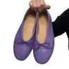 Versión de Piel de Oveja~Zapatos Planos Retro Suaves con Lazo, Zapatos Planos de Ballet de Punta Redonda, Zapatos Cómodos de Abuela con Suela Suave
