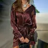 Vestido Camisa Cruzado con Volantes Otoño Invierno 2026 Estilo Vacacional con Solapa, Cinturón Suelto y Atado Transfronterizo Europeo y Americano
