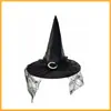 Festa de Halloween Chapéu de Bruxa Renda Rosto Mago Misterioso Chapéu de Bruxa Poliéster Tafetá Gaze Chapéu Fantasia