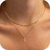 Amazon Transfronterizo Nuevo Collar con Colgante de 26 Letras de Oro de 18K Cadena de Clavícula en Capas Moderna y Exquisita Juego de Dos Piezas para Mujer