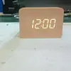 Nuevo Reloj de Escritorio de Madera LED Silencioso con Control de Voz Digital, Luz Nocturna y Pantalla de Temperatura