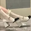 Sapatos de Salto Único Estilo Francês Design Novo Primavera e Outono 2025, Sandálias Elegantes, Salto Alto Quadrado Retrô Feminino, Mary Jane