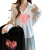 Camiseta Polo de Manga Larga con Cuello Corazón para Mujer Talla Grande, Estilo Coreano, Diseño Holgado, Estampado de Letras, Top Adelgazante